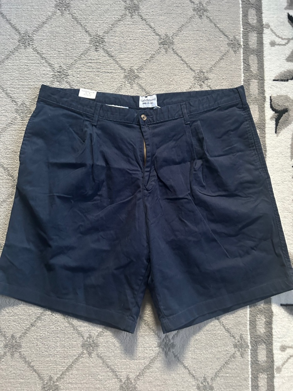 Saddlebred Men's Navy Flat-Front Cotton Shorts
